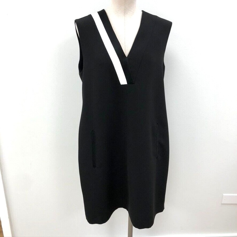 Rag & Bone Lodwick Dress Womens 12 Black Sleeveless V Neck Career Teacher Office